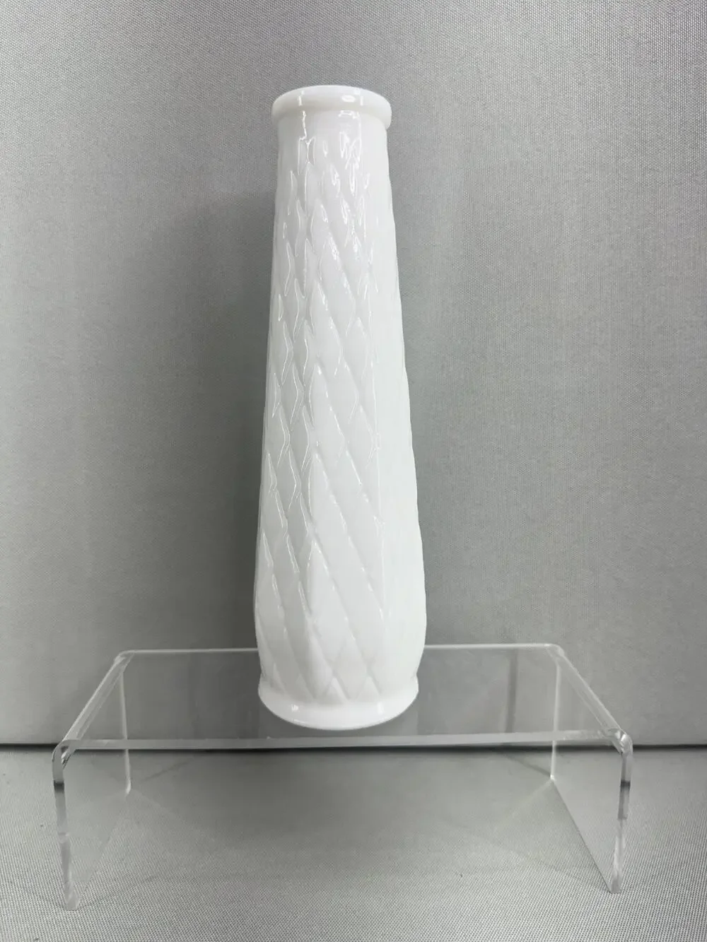 Vintage White Milk Glass Bud Vase 8.5